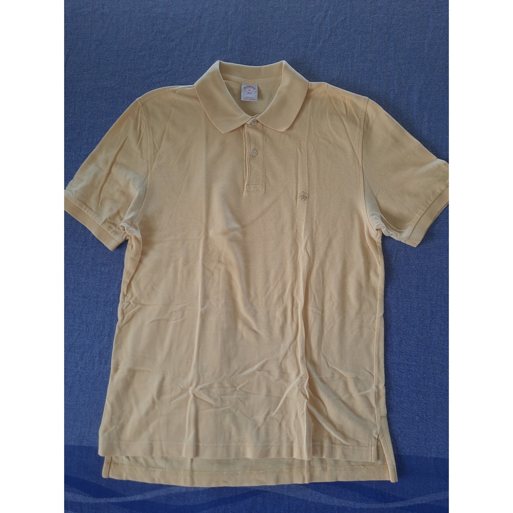 Brooks Brothers 346 Mens Yellow Cotton Pique Knit Polo Shirt Original Fit Medium